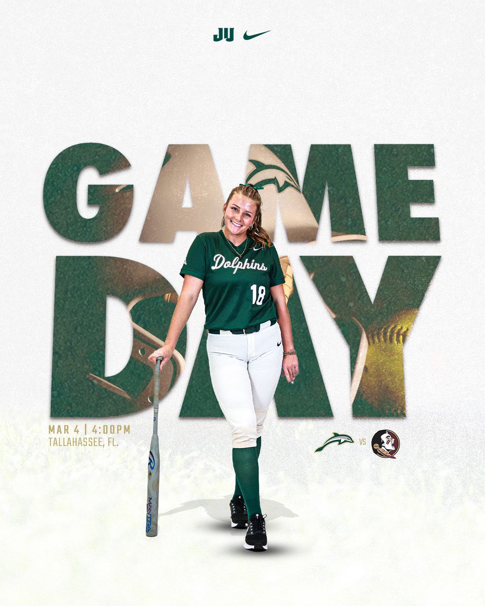 JAX_Softball's tweet photo. Battle In The Capital 🗡️

🆚: No. 10 FSU
📍: Tallahassee, Fla.
⏰: 4 PM EST
📺: ACCNX
🎟️/📊: https://t.co/cwdR27m7hq

#JUPhinsUp https://t.co/OeSjX9VUMu