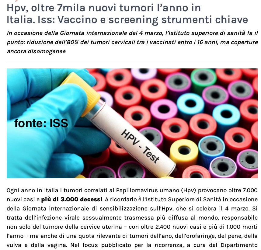 blogINCULTURA's tweet photo. #Papillomavirus #HPVVaccine #ISS #MinisteroSalute https://t.co/Mqfkpn11E8