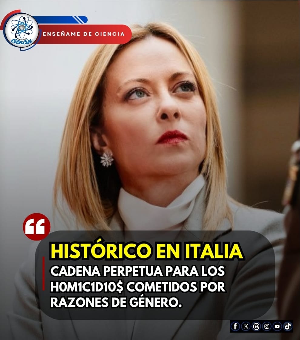 🚨El Parlamento de Italia aprobó una ley que incorpora el feminicidio como delito autónomo dentro de su Código Penal. La votación se realizó el 25 de noviembre, en el marco del Día Internacional de la Eliminación de la Violencia contra la Mujer, y obtuvo respaldo unánime en la