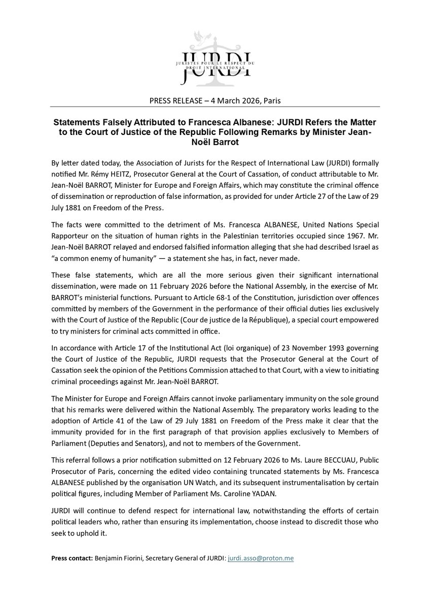 Juristes pour le respect du droit international tweet media