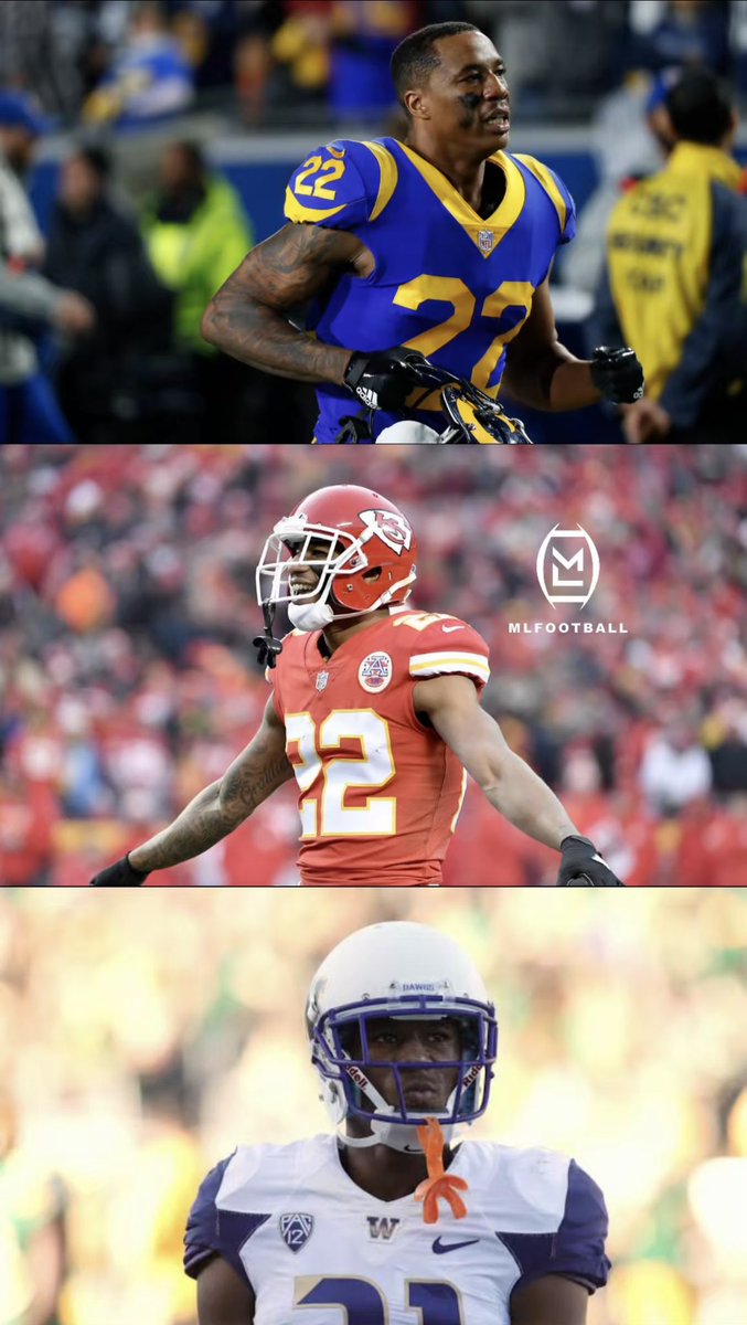 MLFootball's tweet photo. 🚨🚨WE LIVE IN A SIMULATION🚨🚨

New #Rams cornerback Trent McDuffie and #NFL legend Marcus Peters have had IDENTICAL football careers.

Peters:
• Three years playing at University of Washington
• Three years on the #Chiefs
• 2x All-Pro
• Traded to the #Rams

McDuffie:
• Three years playing at University of Washington
• Three years on the #Chiefs
• 2x All-Pro
• Traded to the #Rams

🤯🤯🤯