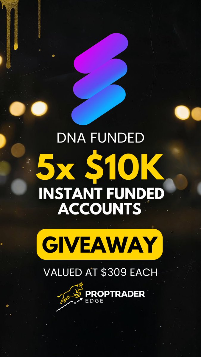 🚨HUGE GIVEAWAY Alert with <a href="/dnafunded/">DNAFunded</a>
proptraderedge.com/dnamarkets_soc…

We're giving away 5x ⚡️ $10K Instant Funded Accounts
☑️ That means NO evaluations 
☑️ Start trading for payouts RIGHT away

To enter:  
1⃣Like &amp; Retweet this post  
2⃣Follow <a href="/proptraderedge/">proptraderedge</a> + <a href="/dnafunded/">DNAFunded</a> on X and IG