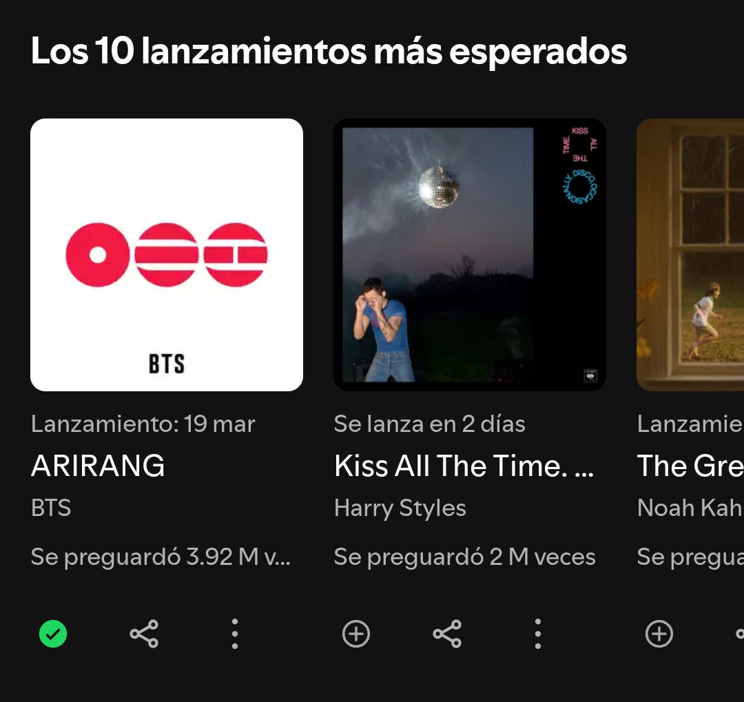 🚨 DIFUNDAN AL MAXIMO! Estamos a 15 días de ARIRANG, NO FALTA NADA PARA EL COMEBACK. Sigamos sumando los preguardados y vamos por este récord 🗣️👇

— #ARIRANG: 3.92M (+60k)🔥😭
— Album más preguardado: 6M

PRE SAVE ARIRANG
ARIRANG IS COMING
BTS IS COMING
#BTS_ARIRANG