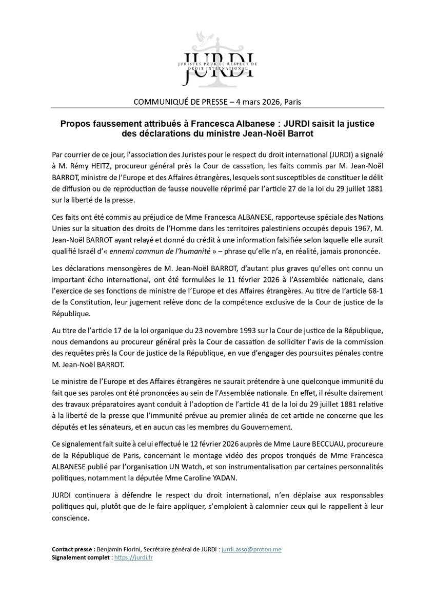 Juristes pour le respect du droit international tweet media