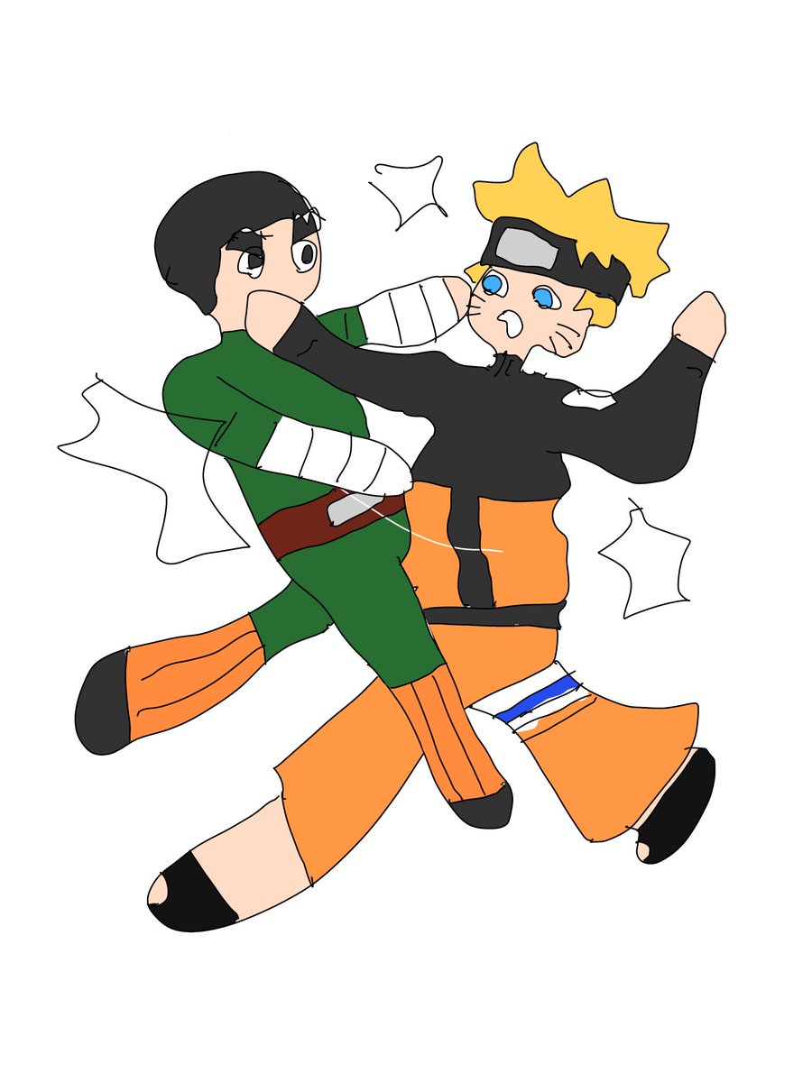 얼마전에 술 엄청 많이 취했을때 그린 나루토랑 리 그림이 있는데 지금 보니까 너무 웃김 뭔대 진짜…