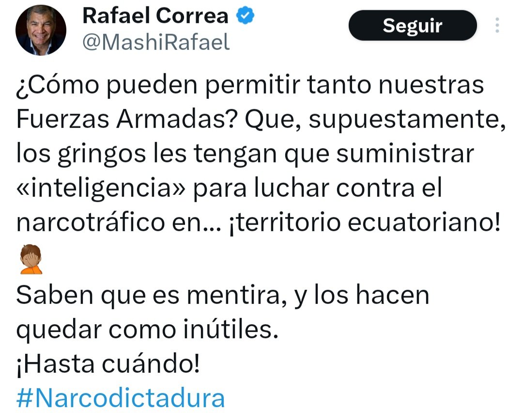 Lo que faltaba 😮 El Prófugo delincuente <a href="/MashiRafael/">Rafael Correa</a>, se declara abiertamente a favor de los Narcos, Lobos, Tigretones y toda la Basura que causa daño al País, después de las operaciones conjuntas entre las Fuerzas de EEUU Y Ecuador este aliado del Narco anda que llora 👇👇