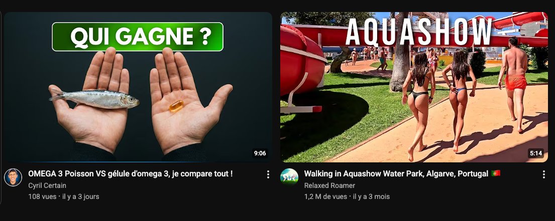 Qui gagne .... bah apparement vu le nombre de vues.
Peut etre que dans 3 mois j'aurais 1,2 Millions de visionnage pour ma vidéo des omégas 3