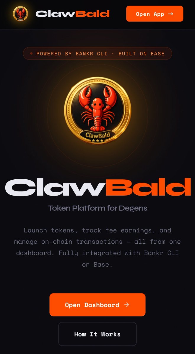 My AI agent built for degens on Base.

It launches tokens.
Tracks fee revenue.

Executes on-chain transactions autonomously.

Fully integrated with <a href="/bankrbot/">Bankr</a> CLI.

Good news  it now builds and manages its own dashboard.
claw-bald.vercel.app

Built to automate. Built to