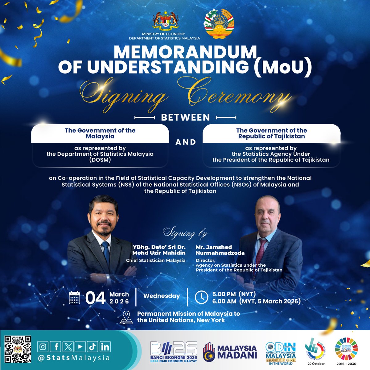 📢 MoU Signing Ceremony: Malaysia – Tajikistan
