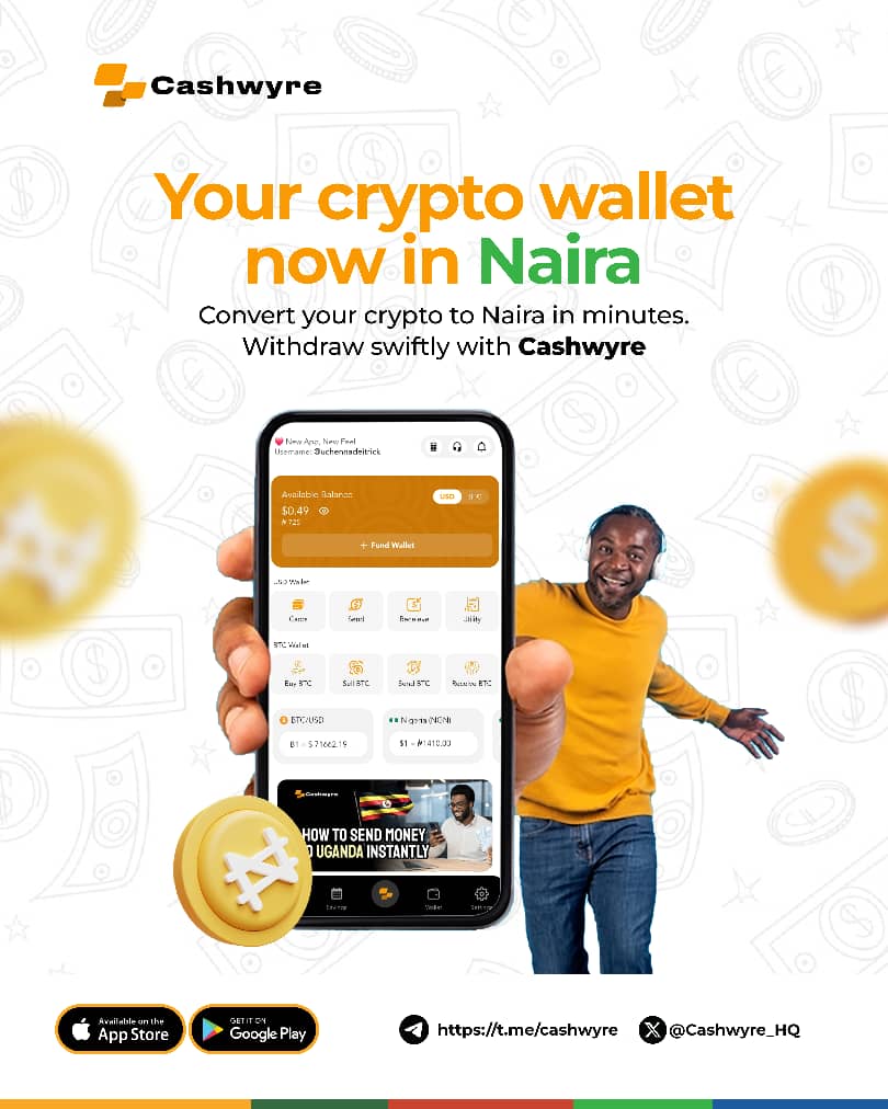 Cashwyre_HQ's tweet photo. Turn your crypto into Naira in minutes.
Quick swap. Quick cash.
#Crypto4Cash
#Bitcoin
#Cashwyre https://t.co/KK8nFtyIoZ