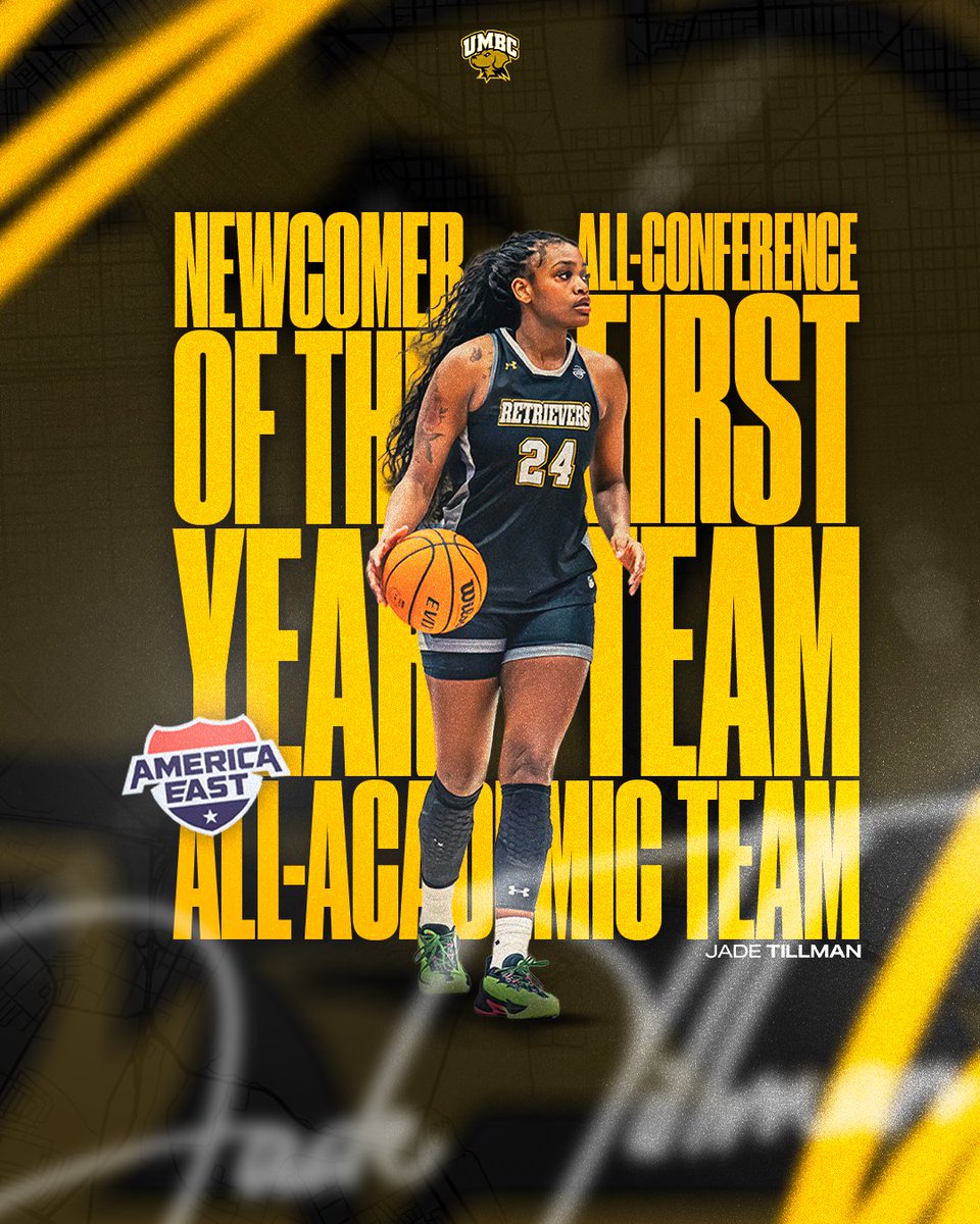 UMBCwbb's tweet photo. HARD WORK PAID OFF!

Jade Tillman - Newcomer of the Year, 1st Team, All-Academic
Tiara Bellamy - All-Defensive Team
Heidi Williams &amp; Kennedy Austin - All-Rookie Team

#RetrieverNation https://t.co/ytVKbKkGvS