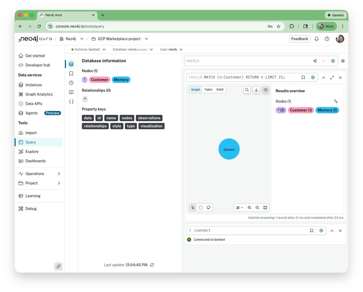 GoogleCloudTech's tweet photo. Unlock the power of graph databases directly from your Gemini CLI terminal!

With the Neo4j Gemini CLI extension, deploy Neo4j Aura, generate Cypher queries using natural language, and build sophisticated GraphRAG apps without leaving the terminal → https://t.co/JympkqXVoB https://t.co/d2WgC27lSR