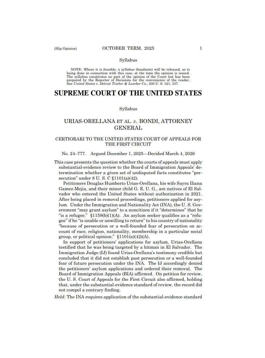 GregMaddenUSMC's tweet image. SCOTUS strikes back 9-0: Judges can’t stop deportations citing persecution; agencies take over. Ends loopholes for exaggerated asylum seekers. Proud day for justice—check the opinion. #ImmigrationLaw #SCOTUS #SecureBorders