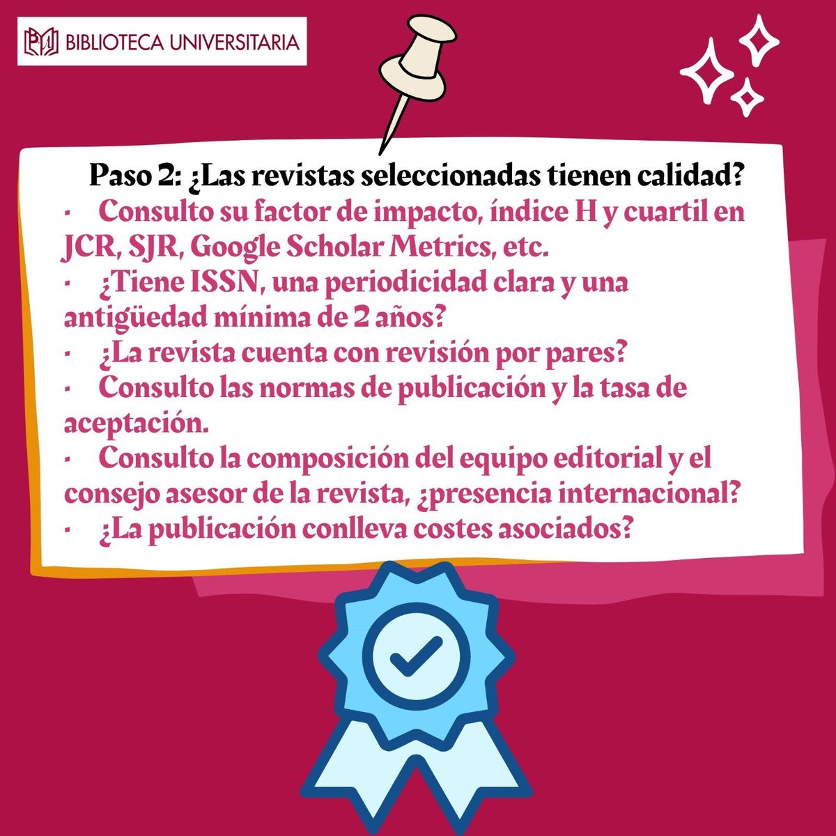 BibliotecaUCLM's tweet photo. ¿Necesitas ayuda para saber elegir la revista en la que se debe publicar una investigación?¡No te pierdas estos consejos!#apoyoalainvestigación https://t.co/NLxYu9CH9h