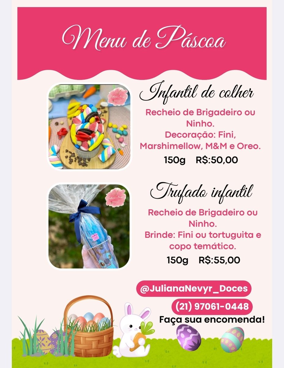 Páscoa 2026, garanta sua encomenda 🐰🍫✨️