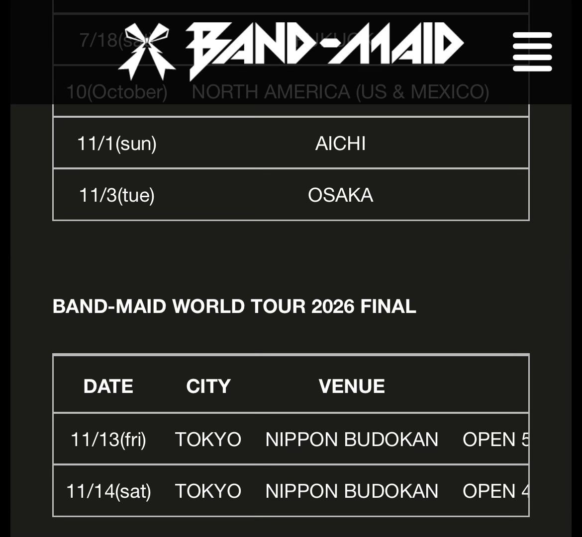 #bandmaid
Lawsons charge showing on my credit card .. all 4 November shows lotteries completed successfully 👍 🙏🏻😄
