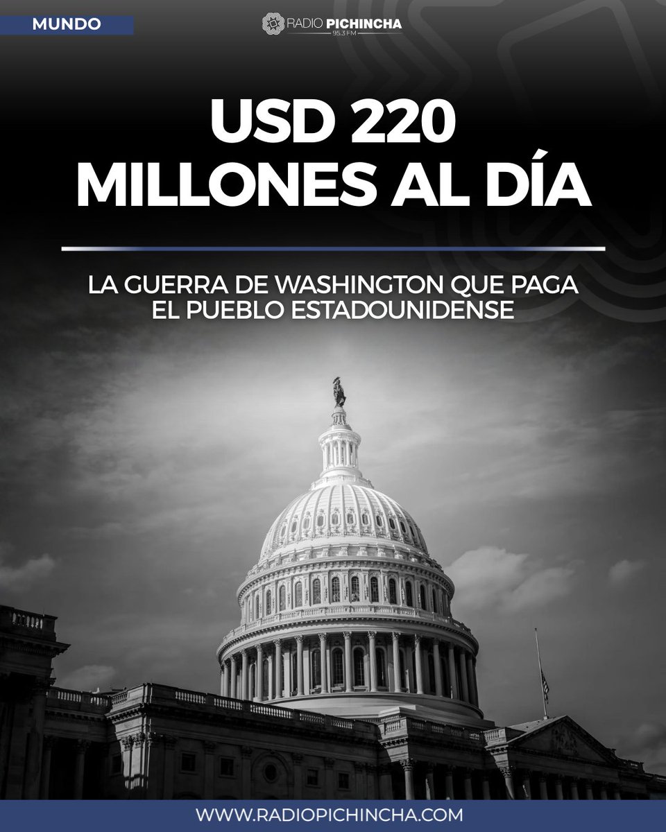 🌎#Mundo | Cuatro días de Operación Epic Fury, más de USD 2.300 millones del contribuyente estadounidense y un gasto que sigue en escalada: las cifras revelan que la aritmética del conflicto no favorece al agresor.
#LaRadioDeLasNoticias 
Los detalles⤵️
radiopichincha.com/guerra-washing…