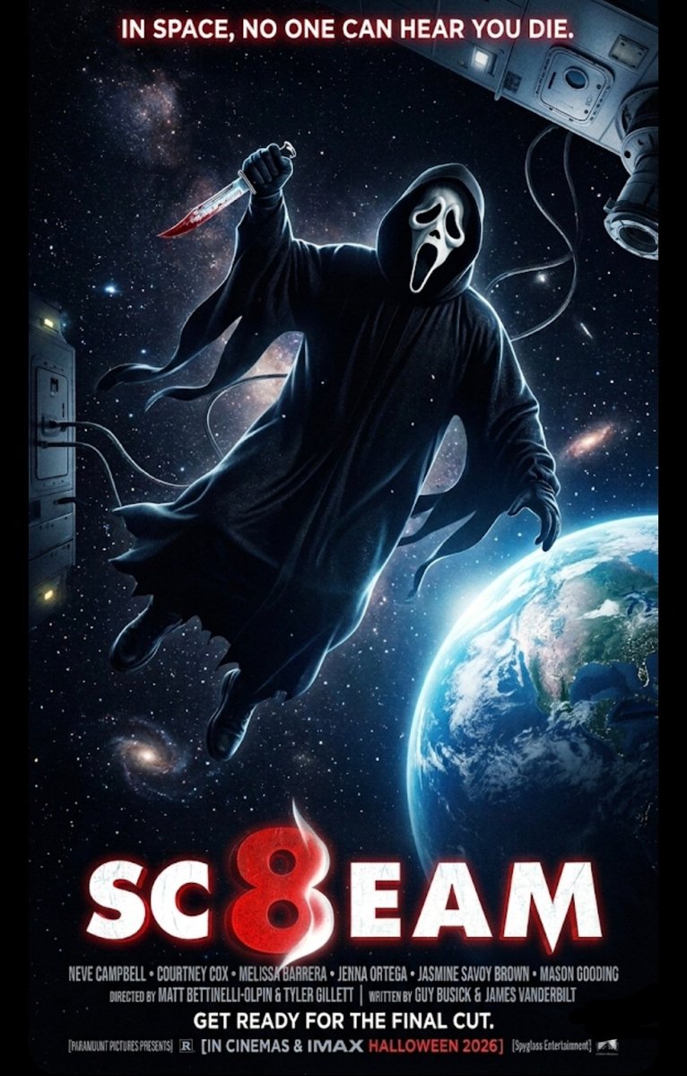 My only ask for Scream 8 aka ‘SC8EAM’ is that we get to see Ghostface in the space. Setting the movie around a space station or a space colony would be really fun to watch