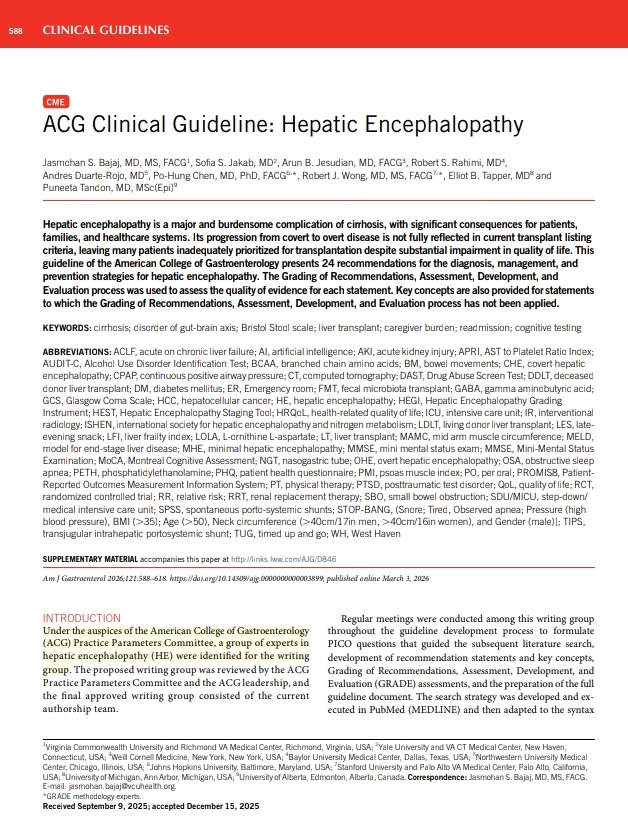 Guía para el Abordaje y Manejo de la Encefalopatía Hepática 💉😵‍💫

🔰📚Am J Gastroenterol 2026

doi.org/10.14309/ajg.0…

Enlace a Artículo Completo✅👇🏻🆓
t.me/SoMELaguna