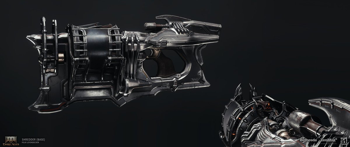 ReaperGuyB1's tweet photo. The Shredder in DOOM: TDA is basically a combination of the Chaingun and the Super Nailgun from Quake, and I love that. But I'd really love to see a version of the Classic Chaingun in a future DOOM game.

#DOOM #Chaingun #Shredder https://t.co/asmiceAknN