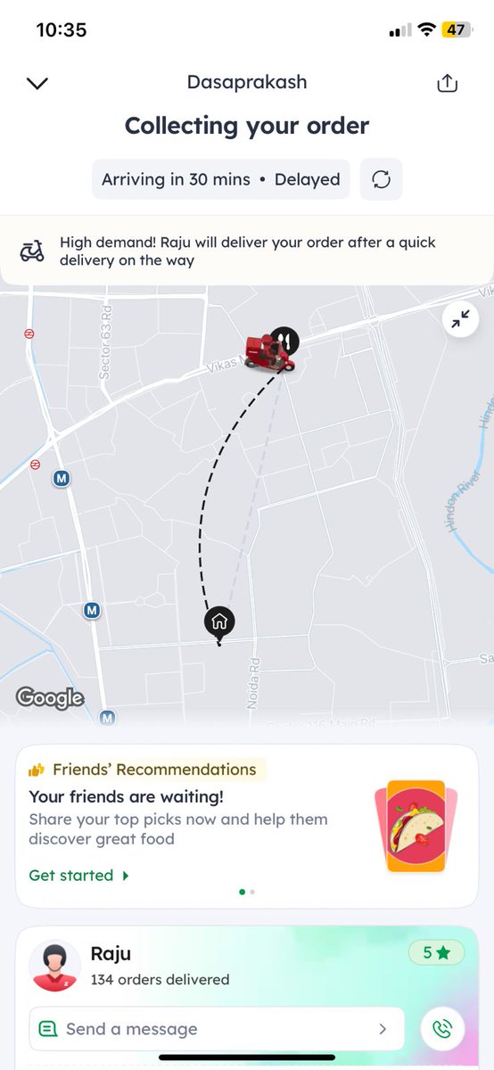 bbpremi's tweet photo. @zomatocare @zomato @deepigoyal highly disappointing experience...order dinner at 9.48 pm and not received food till 10.45. when called restaurant, they are of no help, rider informed he has no such order, zomato refused to cancell order. Who eat dinner at 11pm. https://t.co/1taXsIzeaH