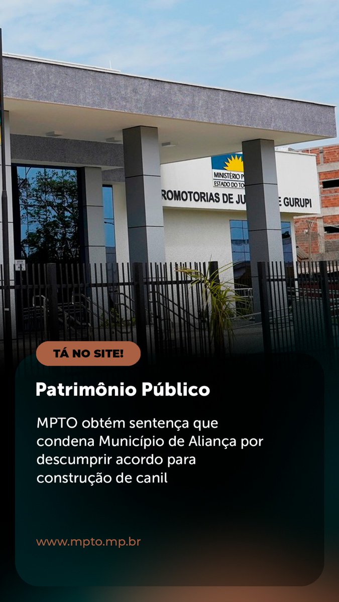 MPETocantins's tweet image. ☝️ MPTO obtém sentença que condena Município de Aliança por descumprir acordo para construção de canil.

🖥️ x.gd/Cscfm

👉 Seus direitos foram desrespeitados?
📞 Ligue 127.

#MPTO #MPTOAtuante #Tocantins