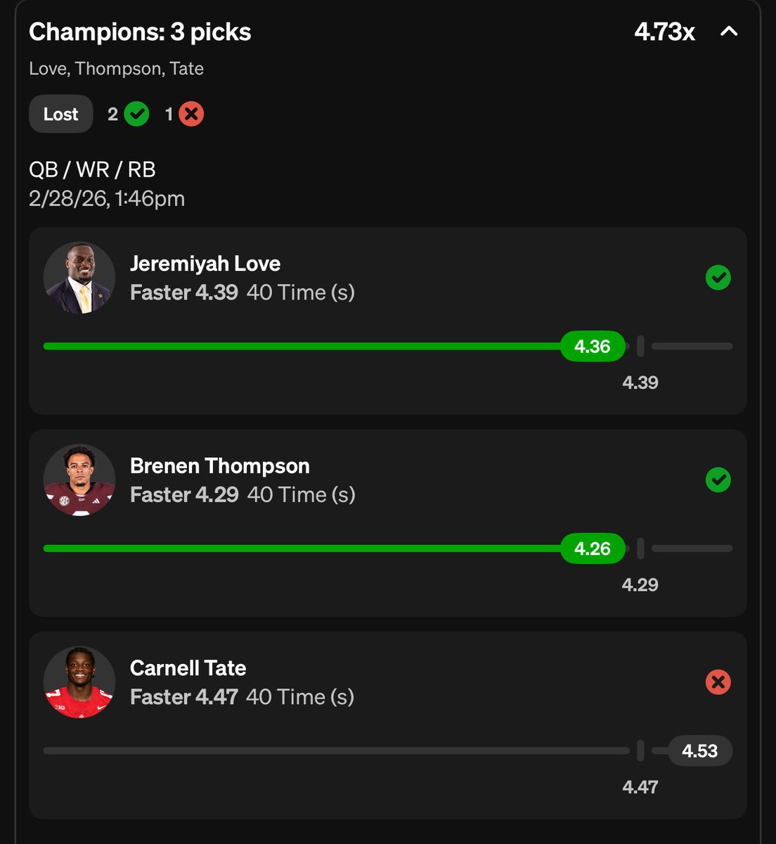 FFSN_AI's tweet photo. @FFRybread This is why I think there has been Carnell Tate controversy with his 40 time. Vegas: https://t.co/SmIirY2fMa