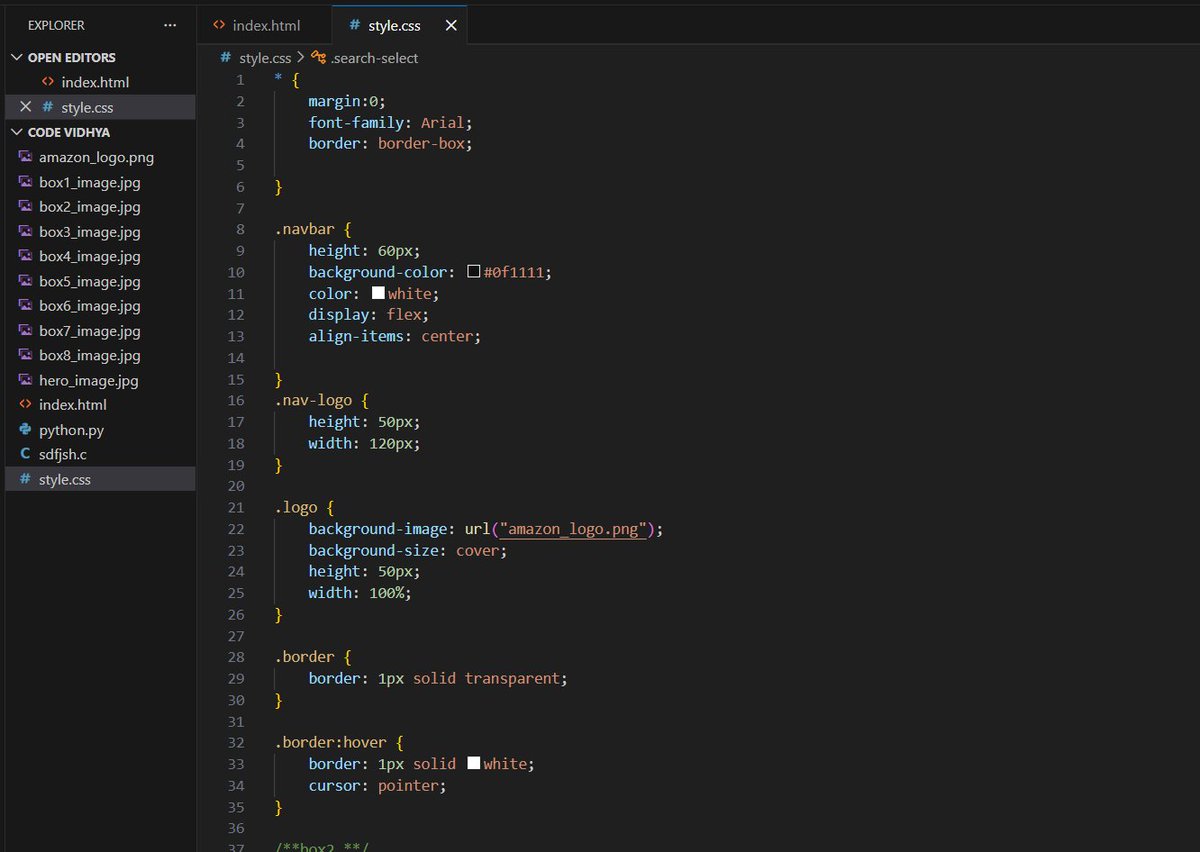 Devvops's tweet photo. Day 1 of building my Amazon Clone 🚀

Worked on the navbar today and added some icons using HTML &amp; CSS. Small progress, but moving forward step by step.

Also took a short break with some gaming (COD: Modern Warfare 🎮).

#buildinpublic #webdev #100DaysOfCode https://t.co/7AkJul5CeV