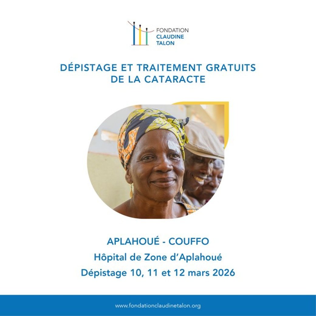 *Fondation Claudine Talon :*

*Couffo et environs invités à Aplahoué pour le dépistage et le traitement gratuits de la cataracte*

visages-du-benin.bj/fondation-clau… 

#Benin, #Cataracte, #VisBen, #wasexo

Notre chaîne WhatsApp :

 whatsapp.com/channel/0029Va…