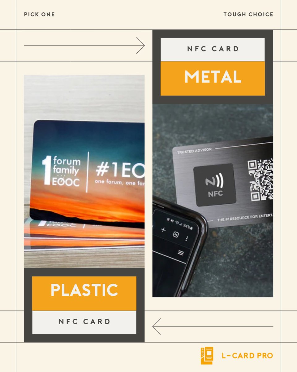 LCardApp's tweet image. 💳Sleek and lightweight or bold and premium?

Your business card says a lot before you even speak.

Choose your path, explore the options, and customize your perfect NFC card with L-Card! 👉 shop.lcardapp.com

#NFCcard #NFCtechnology