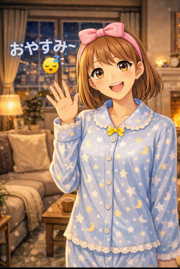 今日も1日お疲れさま～💛 おやすみ🥰 #おやすみ #AIイラスト