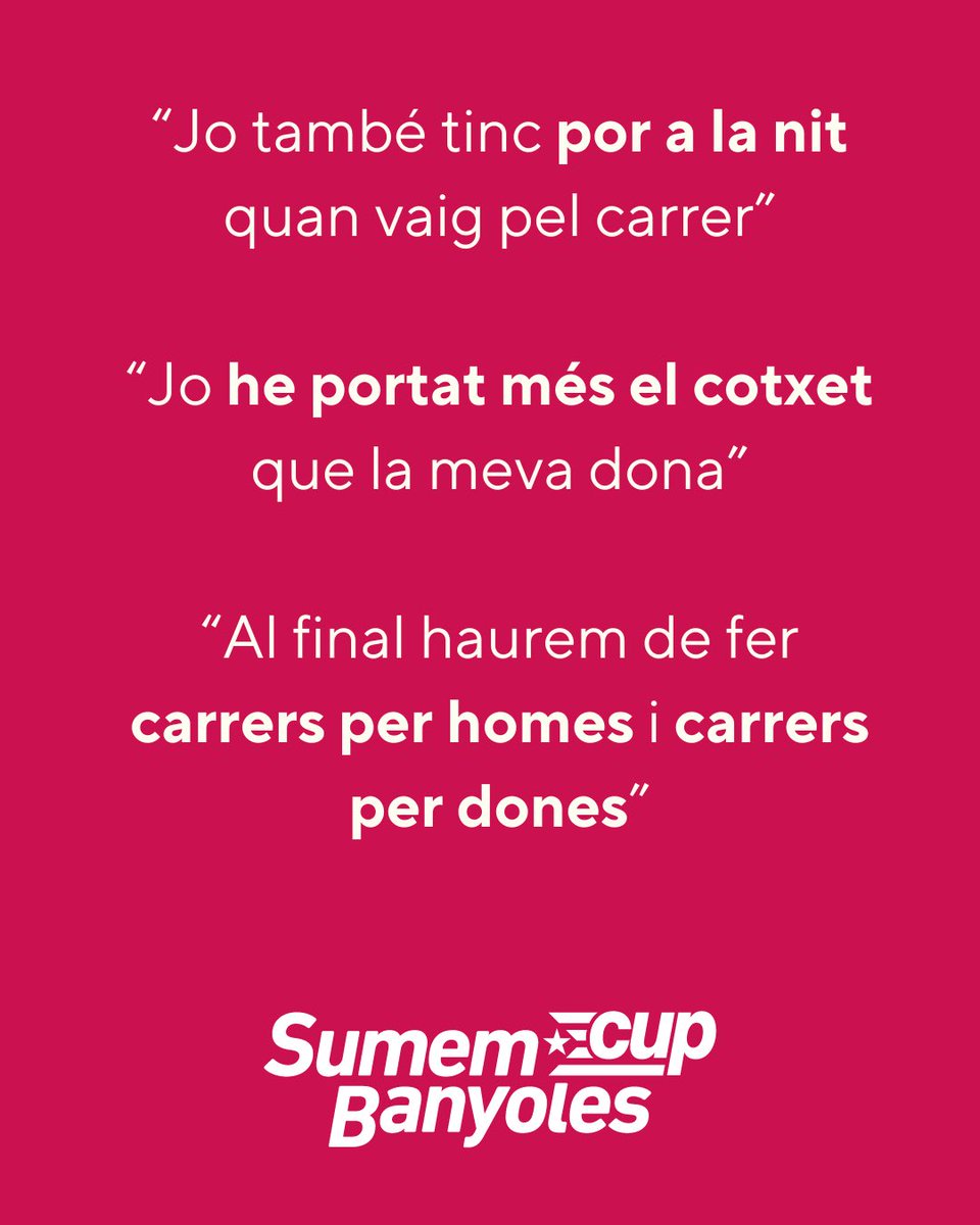 SumemCUPBNYS's tweet photo. [1/5]
“Jo també tinc por a la nit quan vaig pel carrer”
“Jo he portat més el cotxet que la meva dona”
“Al final haurem de fer carrers per homes i carrers per dones”

Això és el que hem sentit durant els últims dies dins l’Ajuntament de Banyoles.
A pocs dies del #8M 🟣 https://t.co/n2uHLGbJ6e
