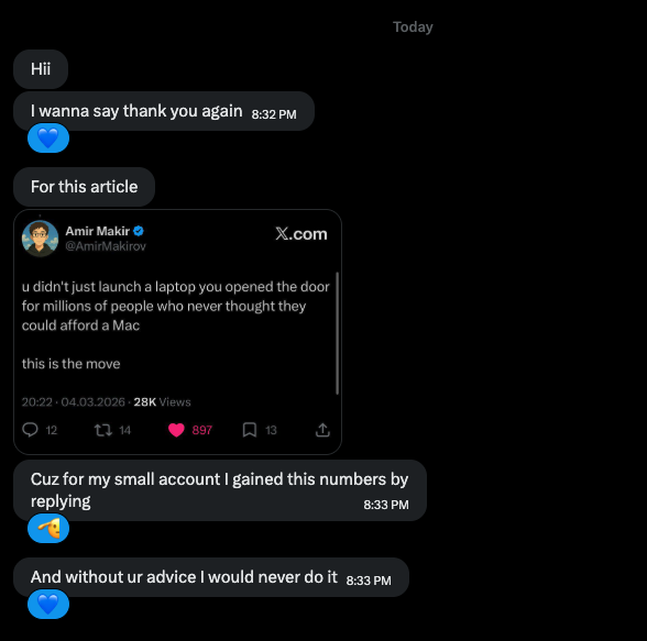 bil0090's tweet photo. Reading this made my day

@AmirMakirov here used the tips in that article

Within a day he got instant results

This just made my day https://t.co/b6kU8JJlwz