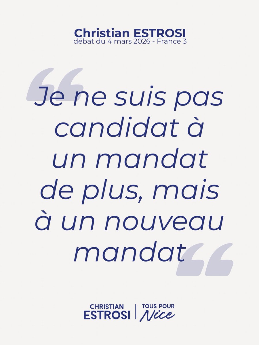 Estrosi2026's tweet photo. .@cestrosi a rendu à Nice la considération qui lui a si souvent manqué. Le prochain mandat ne sera pas un mandat de plus mais un nouveau mandat, car le monde change et nous devons nous adapter aux nouveaux enjeux.
#NiceLeDebat #TousPourNice https://t.co/UfWzx6z7AX