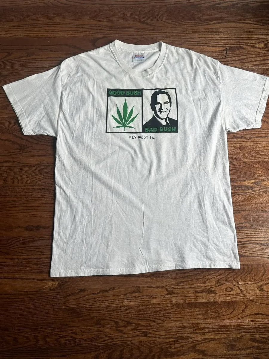 ‘Good Bush, Bad Bush’ T-shirts from the early 2000’s

The design began appearing on shirts and posters in major US cities during the lead-up to the 2004 US Presidential Election