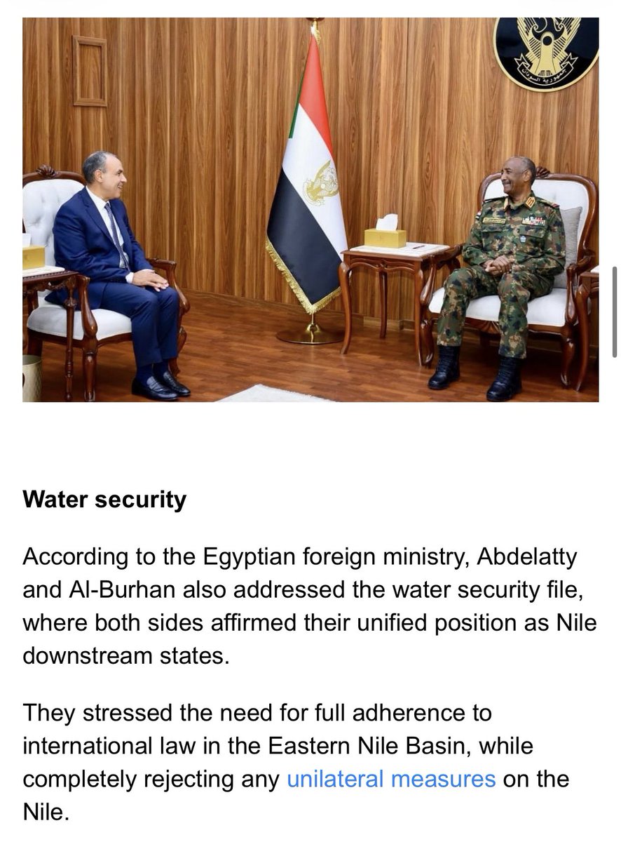 TruthInHorn's tweet photo. The situation in benishangual gumuz/Blue Nile state should be monitored very closely. Egypt being one of if not the biggest ally of Sudan currently from militarily, economically, diplomatically, infrastructure, etc. Has given Egypt a lot of leverage over the SAF, and we have seen this play out with Sudan’s pivot from its previously neutral sometimes almost pro Ethiopia stance on the Nile issue to a now total alignment with Egyptian interests on the matter. I don’t think that’s by accident. 

I have a feeling Egypt is using that leverage it has over the SAF to project power and push itself into the Blue Nile state and positioning itself on the doorsteps of the GERD dam, maybe to create fear and pressure on adis ababa or in the worst case scenario to use the RSF-Ethiopia working together claim as way to manufacture consent to carry out military operations in the benishangual Gumuz region and in turn on the GERD dam itself.