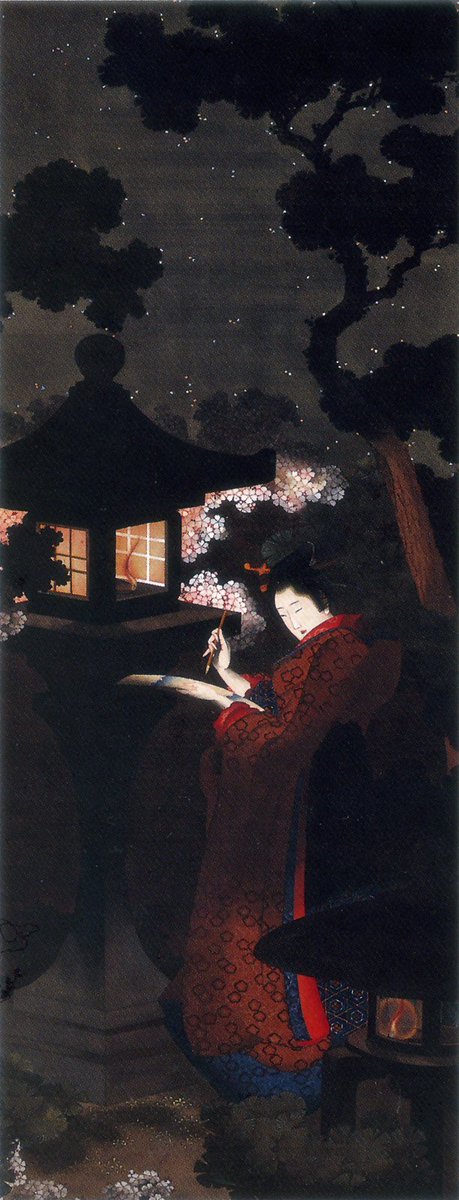 葛飾応為の「夜桜美人図」 制作年：江戸時代後期 