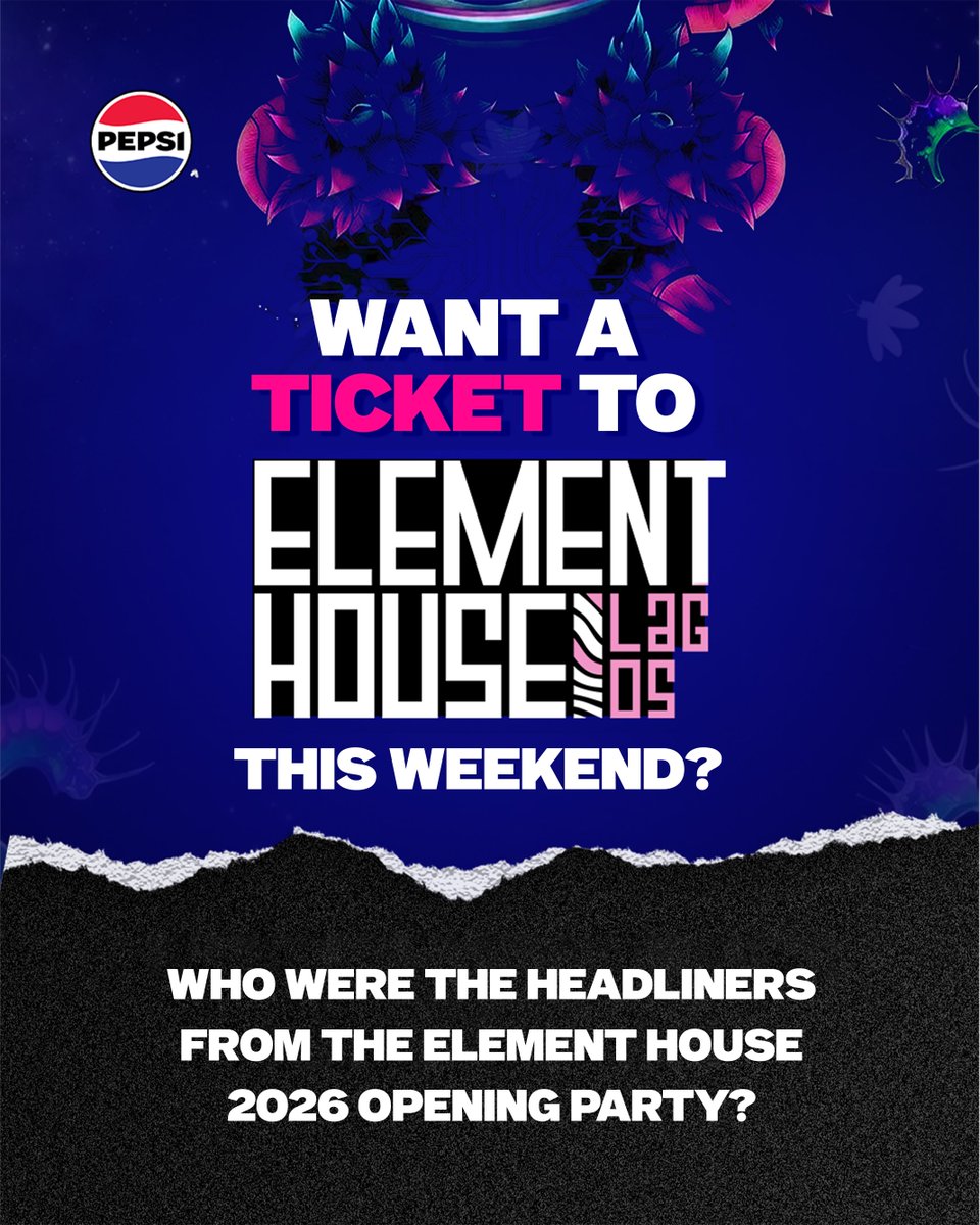 Pepsi_Naija's tweet image. Element House tickets on Pepsi? Say less.

Answer the question above for your chance to be there.

Follow the page so you don’t miss out. Ts and Cs apply.

#PepsiNaija #ElementHouse #RefreshTheStreetz