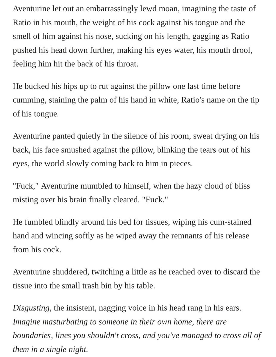 qinsenjpg's tweet photo. 🔞 wip / 🤔 i keep writing aventurine jerking off to ratio &amp; being disgusted with himself lately 

tw for: fantasised dubcon, unhealthy coping mechanism through sex, implied referenced past SA https://t.co/FTfuCjRFmR