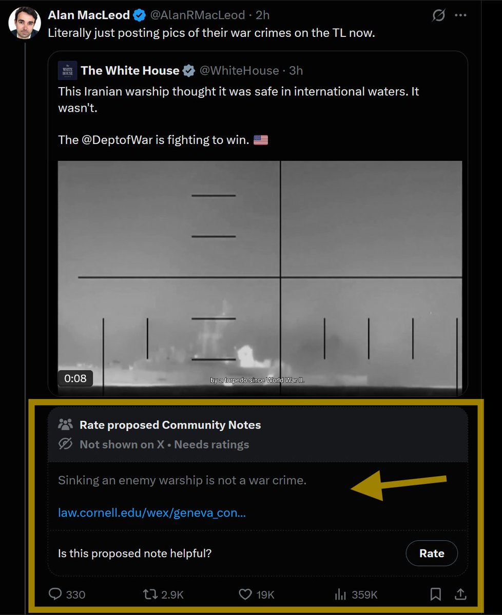 Just to answer the community notes police: the United States and Israel have launched a criminal war of aggression against Iran. "Aggression" is considered the "supreme international crime" under international law. 

The US and Israel have not declared war on Iran, and even if