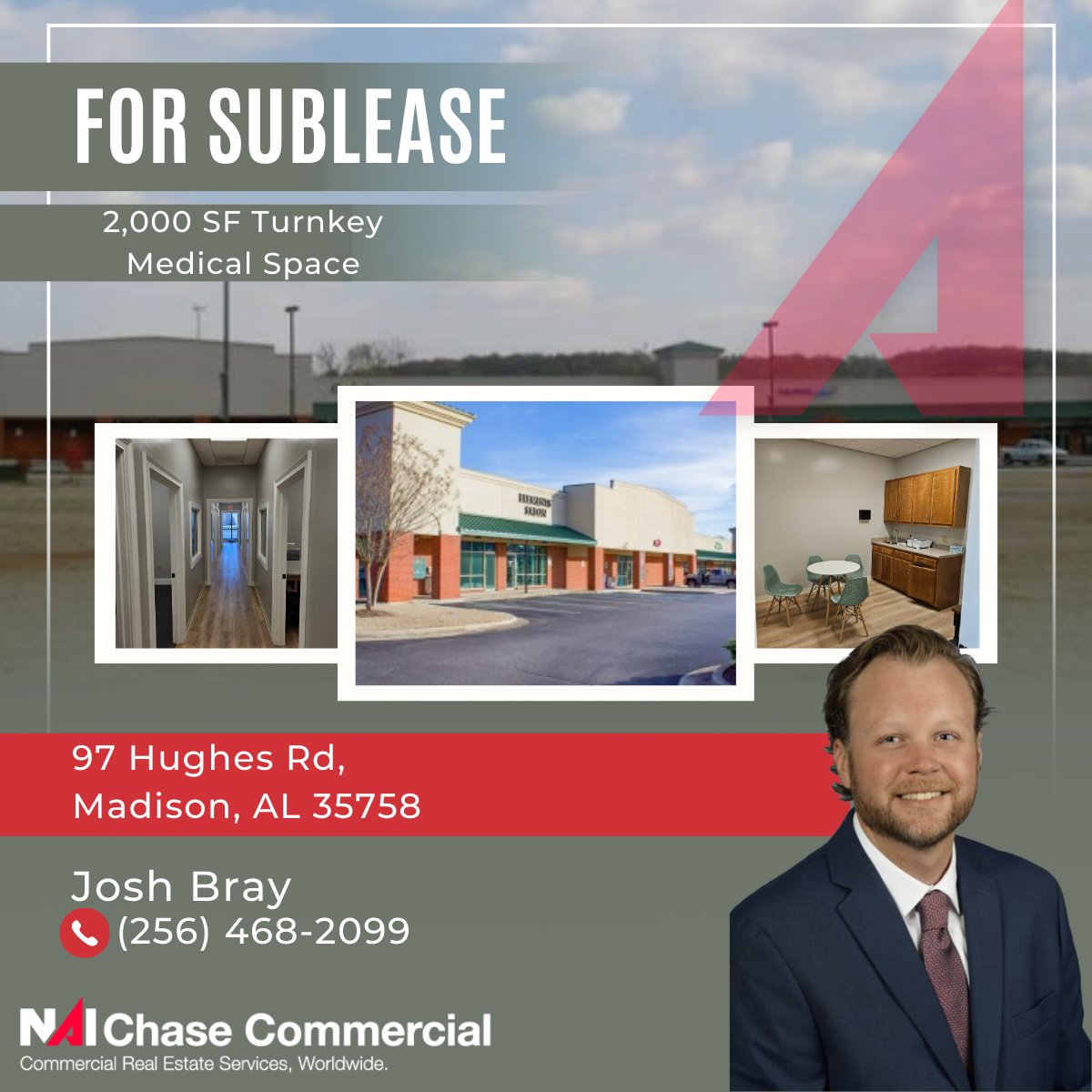 NAIChase's tweet photo. 📍 Sublease Available – 97 Hughes Rd, Madison, AL
Retail/office opportunity in a prime location!

📞 Contact: Josh Bray — (256) 468-2099
🔗 View details: https://t.co/OrBp5zJb89

#CommercialLease #RealEstate #MadisonAL #BusinessGrowth https://t.co/74N8QhpQNl