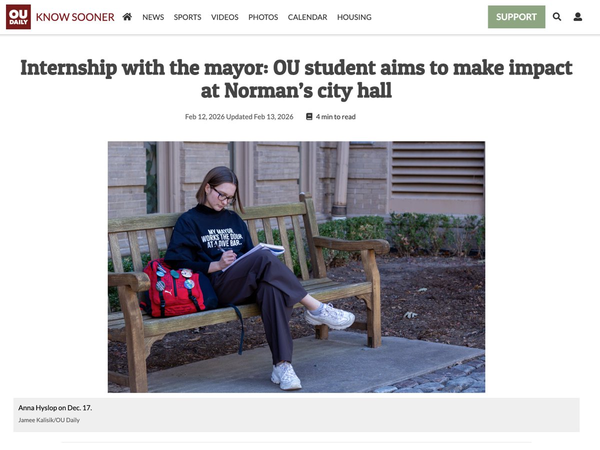 OUHonors's tweet photo. Two Honors College students, Anna Hyslop and Daniel Zavala Paramo, recently interned with Mayor Stephen Tyler Holman ✨ 

Read more on @TheOUDaily! https://t.co/rSYZ7qzli8 https://t.co/eAVM0EAvpe
