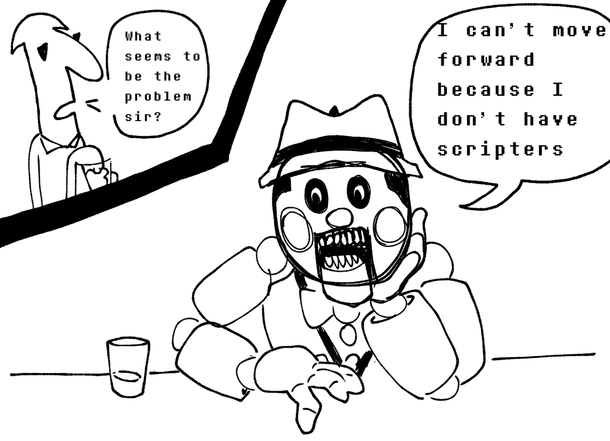 NoNot266370's tweet photo. We were originally gonna release CBOTD sometime this month or late february, But due to the conflict in the Middle East our current scripter had to resign. So we need a new scripter for CallBack Of The Dogs! Payment can be negotiated. 
(art by @DepressedtatoU )
#RobloxDevs https://t.co/Puw5KVEpxR