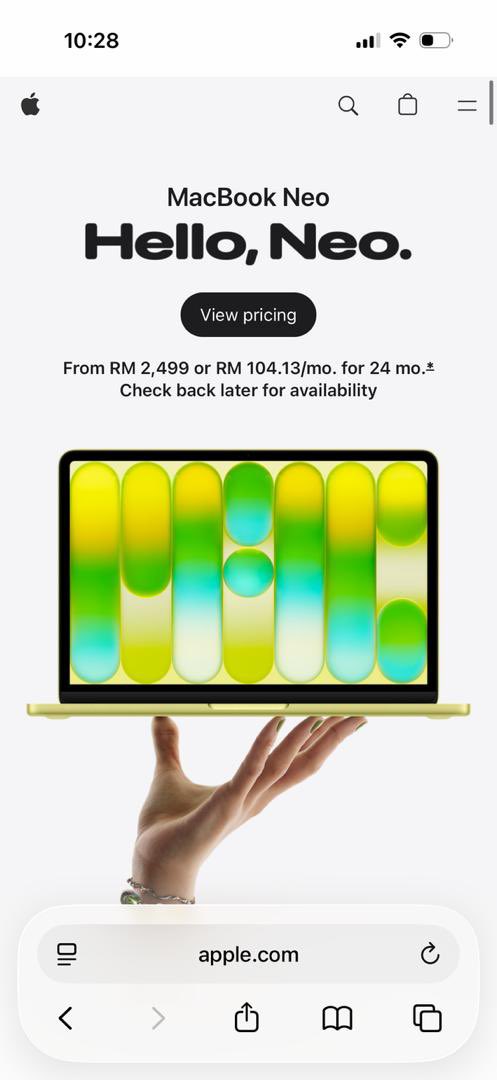 mecnotestudio's tweet photo. 💻 MacBook Neo – MacBook Paling Bajet dari Apple?

Apple perkenalkan MacBook Neo – harga lebih mampu milik wow nya guna macam cip iPhone A18 Pro

✅ Sesuai untuk pelajar &amp; kerja pejabat
✅ Bateri tahan lama
✅ Design slim &amp; ringan https://t.co/2fy8gFIDCs