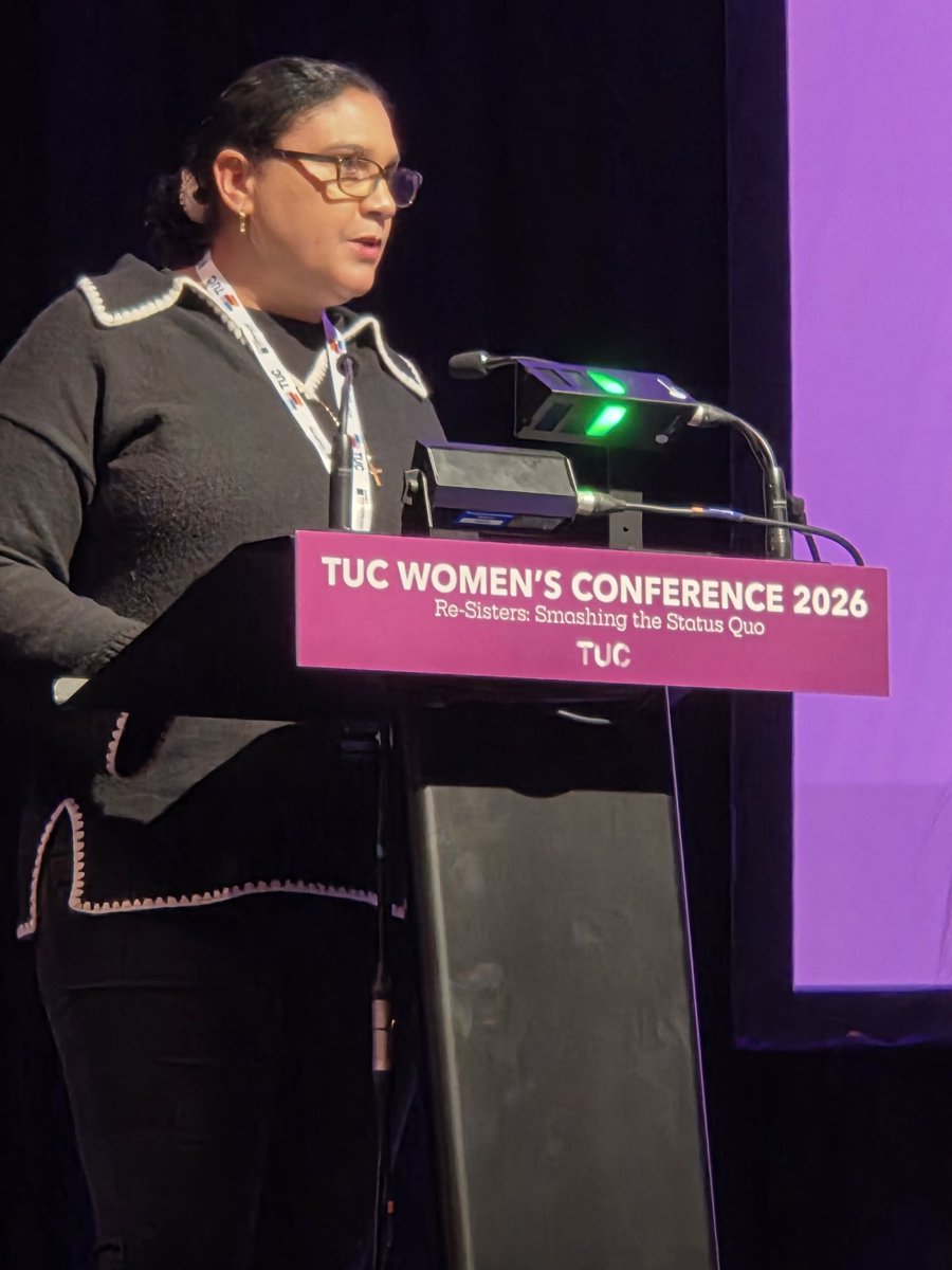 WomenInUNISON's tweet photo. Tracey Mooney supporting a motion on Domestic abuse is a workplace issue at the TUC Women's Conference #TUCWomen2026
#SmashingTheStatusQuo https://t.co/kYntTytceN