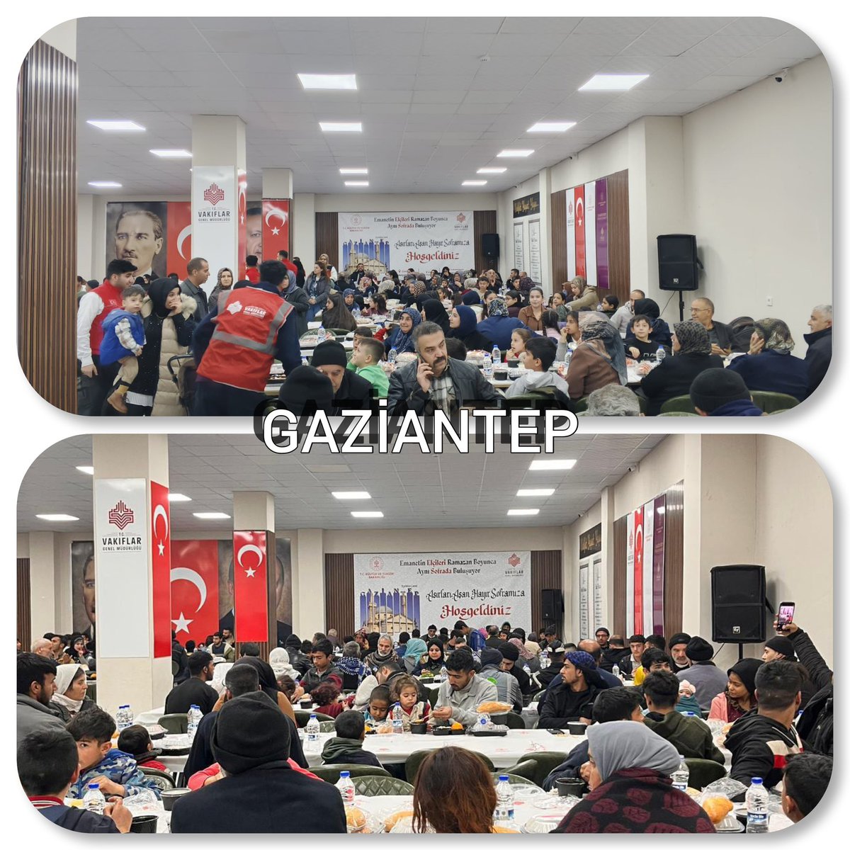 VakiflarGM's tweet photo. 📍Gaziantep - Kahramanmaraş - Kilis

Gaziantep Vakıflar Bölge Müdürlüğümüze bağlı illerde, Ramazan ayı boyunca 3 farklı noktada kurulan iftar sofralarımızda; paylaşmanın huzurunu büyütüyor, bereketi birlikte yaşıyoruz.

@tckulturturizm 

#AsırlarıAşanHayırBuSofrada https://t.co/GbcLIKUmFm