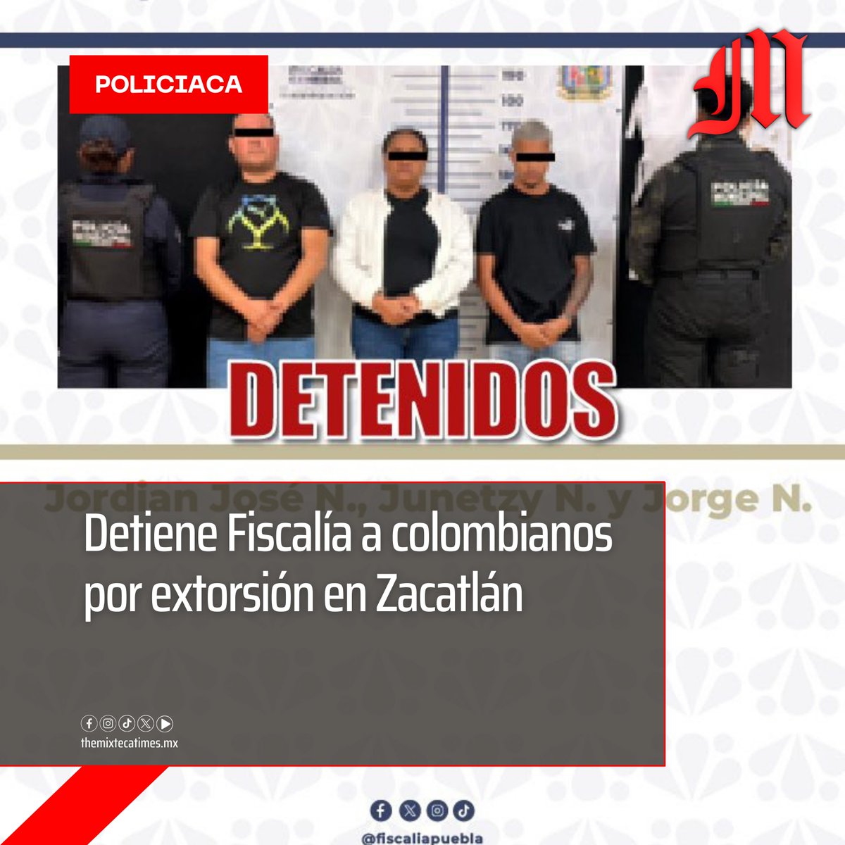 TheMixtecaTimes's tweet photo. Una víct¡ma solicitó apoyo a la Policía Municipal de #Zacatlán al denunciar que le exigían el pago de 2 mil pesos diarios, bajo la am3n4za de privar de la v¡d4 a su familia.

https://t.co/d1nXAeXwHy https://t.co/GN89x1pxiL