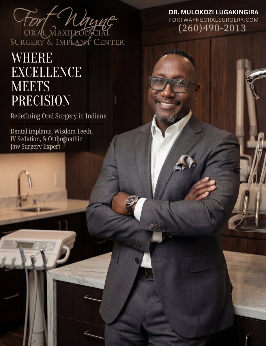 DrLugakingira's tweet photo. Where Excellence Meets Precision - Redefining Oral Surgery in Indiana.
🦷 Dental Implants | Wisdom Teeth | IV Sedation | Orthognathic Jaw Surgery
Dr. Mulokozi Lugakingira Fort Wayne Oral Maxillofacial Surgery &amp; Implant Center 📞 (260) 490-2013 🌐 https://t.co/u0TxI2CBVs https://t.co/rkukhCpQtZ