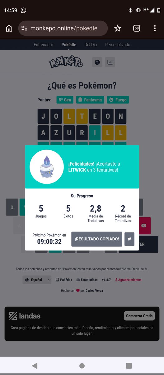 Tooaasttyy's tweet photo. Día perdido se recupera con pokedle https://t.co/4ZBKH7KPDT