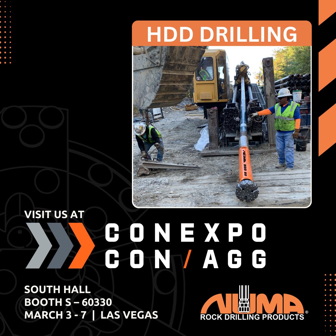 Numa_Hammers's tweet photo. Visit us at CONEXPO in South Hall S-60330. Numa’s HDD hammers &amp; bits, sonde housings, bent subs, &amp; adaptors excel in challenging rock formations.  #CONEXPOCONAGG  #construction #drilling #rockdrilling #NumaRocksOn  #utilitydrilling #HorizontalDirectionalDrilling https://t.co/ZcuaEMifpo